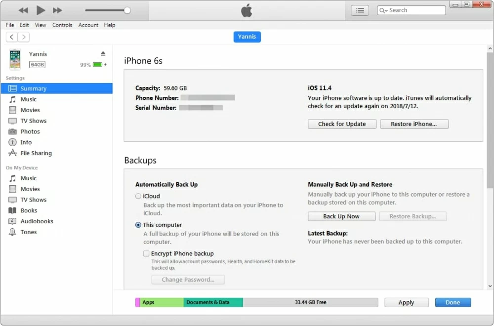 transfer text messages between iPhones with iTunes