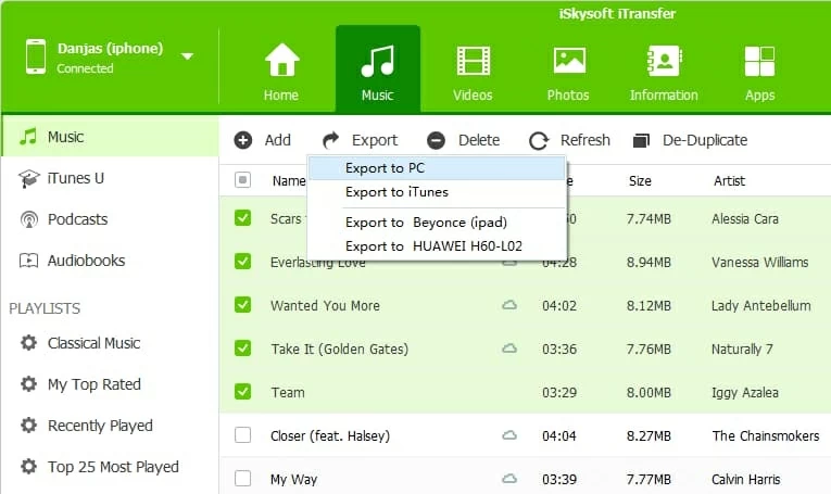 Transfer All Tracks onto New Computer from iPhone 11 Pro