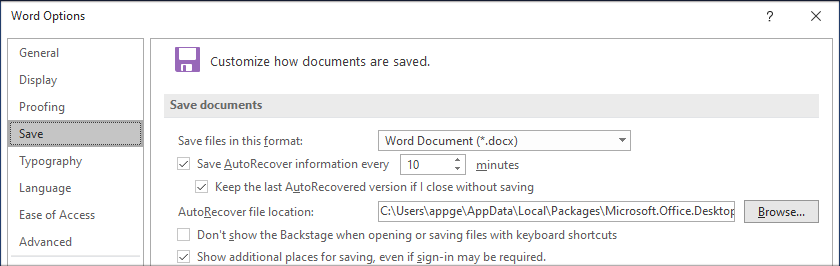 i have auto saved word documents open on my laptop