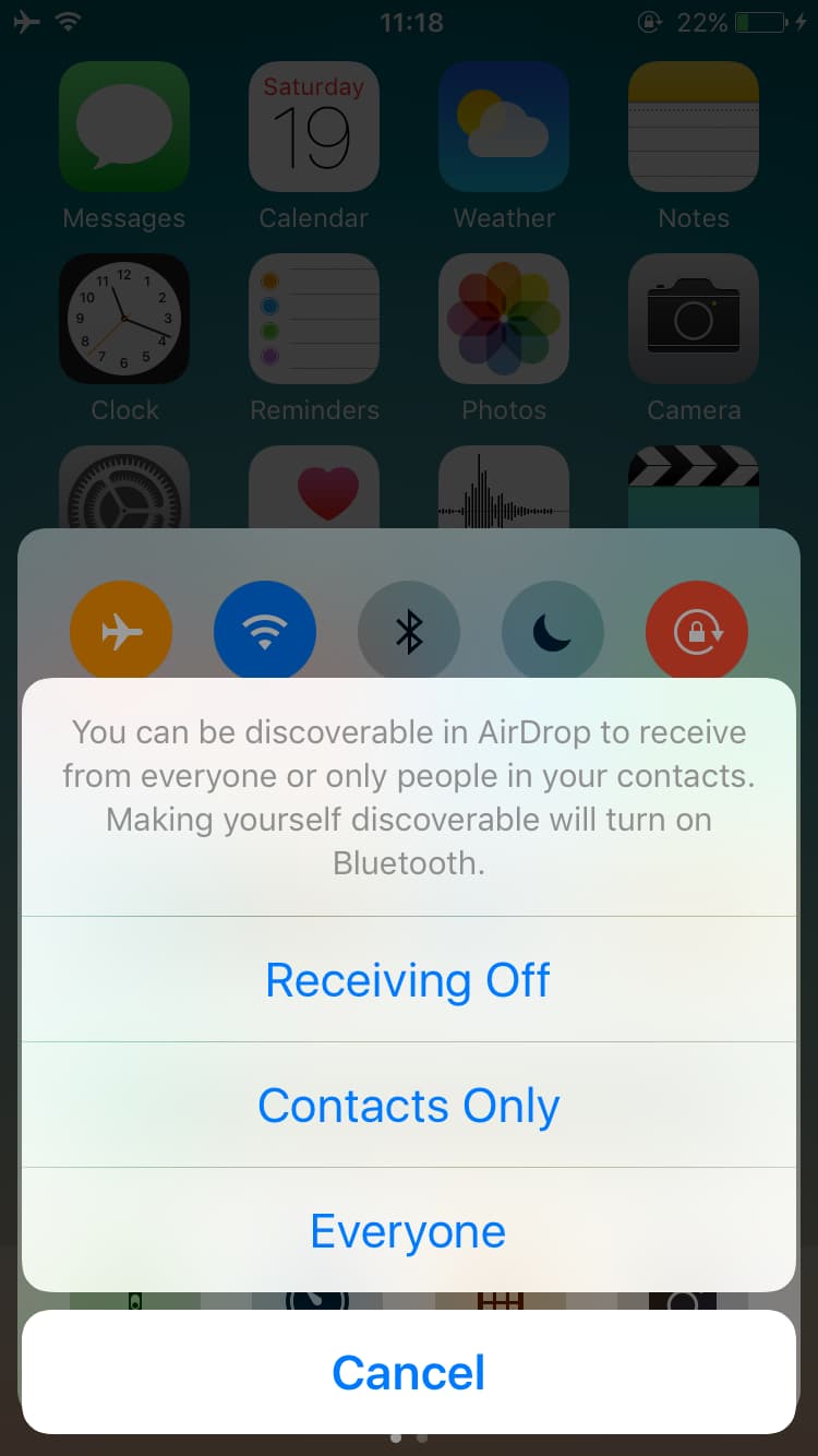 how to send files with airdrop